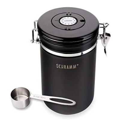 Abbildung von Schramm® Kaffeedose 1800 ml in 10 Farben mit Dosierlöffel Höhe: 19cm Kaffeedosen Kaffeebehälter aus Edelstahl, Farbe:bronze