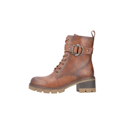 Abbildung von Rieker Damen Combat Boots 92040, Frauen Stiefeletten,Booties,halbstiefel,Kurzstiefel,uebergangsschuhe,uebergangsstiefel,braun (24),41 EU / 7.5 UK