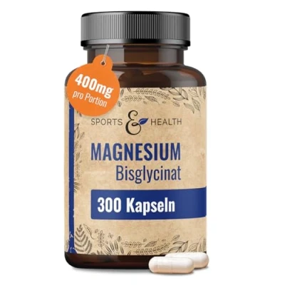 Abbildung von Magnesium Bisglycinat Hochdosiert Kapseln 300 Glycinat 400mg pro Tagesdosierung Vegan MagnesiumBisglycinat MagnesiumGlycinate, Magnesiumglycinat