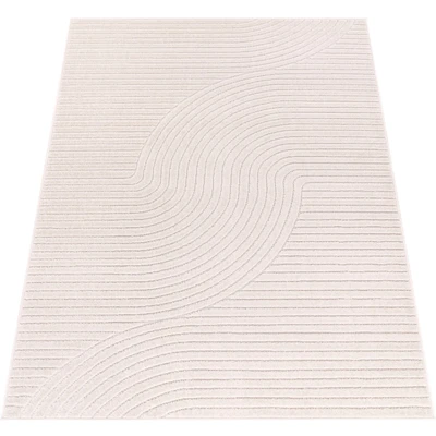 Abbildung von Paco Home Teppich »Cotton 233« rechteckig 10 mm Höhe Kurzflor, Uni Farben, Hoch Tief Effekt, Scandi Look, Outdoor geeignet