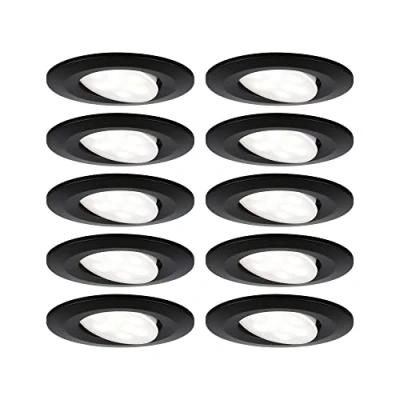 Abbildung von Paulmann 92462 LED Einbauleuchte Calla rund 10er Set 10x6W IP65 neutralweiße Einbaustrahler Schwarz matt schwenkbar Spots Kunststoff Einbaulampe 4000K