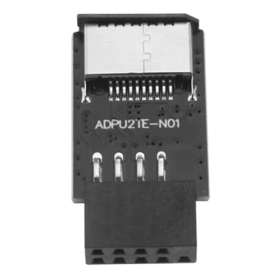 Abbildung von OTOTEC USB 2.0 Internal Header (9 Pin) to 3.1/3.2 Type C (20 A Key Front Panel Adapter, Typ E Anschlüsse auf PC Frontblende Verlängerung Adapter