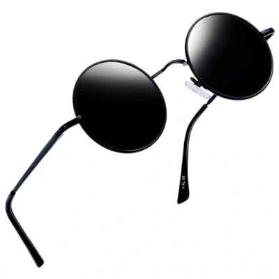 Abbildung von Joopin Runde Sonnenbrille Herren Schwarz Damen Polarisiert Hippie Vintage und UV400 Schutz (Voll Schwarz)