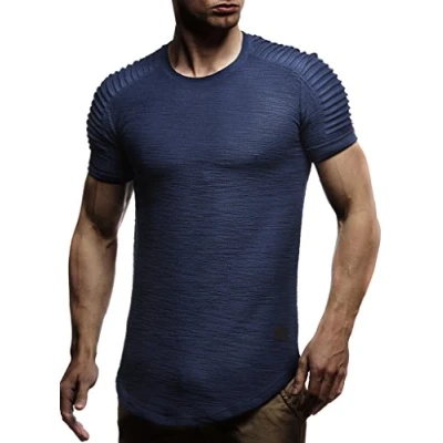 Abbildung von Leif Nelson T Shirt Herren Sommer Rundhals Ausschnitt (Blau, Größe S), Regular Fit 100% Baumwolle, Casual Basic Männer Kurzarm