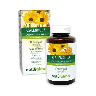 Abbildung von Ringelblume (Calendula officinalis) Köpfchen (Blüten) Naturalma 150 g 300 Tabletten Nahrungsergänzungsmittel Natürlich und Vegan