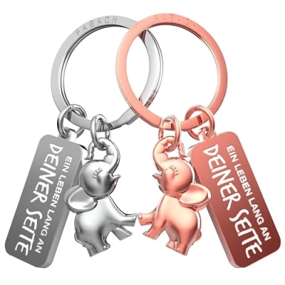 Abbildung von FABACH Liebe Schlüsselanhänger für Paare 2 Elefanten mit Herz Ich dich Elefant Freundin Geschenk Couple Paar Liebesgeschenke Partner