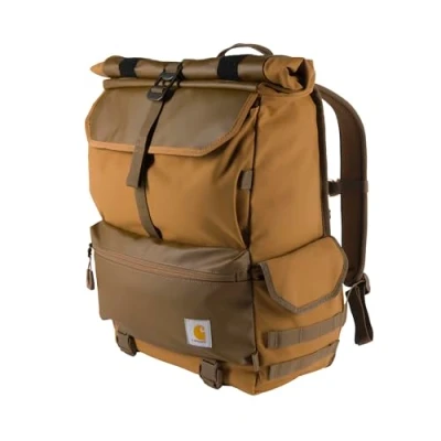 Abbildung von Carhartt Unisex Erwachsenen Rucksack aus Nylon, strapazierfähig, wasserabweisend, Rucksack, Brown, One Size, Nylon mit Roll Top, wasserabweisend