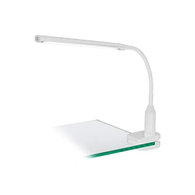 Abbildung von EGLO LED Klemmlampe Laroa, Klemmleuchte mit Touch, dimmbar in Stufen, neutralweiß, Schreibtischlampe aus Kunststoff, Klemmspot Weiß, Leselampe Klemme