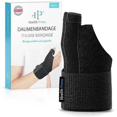 Abbildung von Health Press® Daumenbandage Atmungsaktive Daumenschiene Daumenschutz Universell Rechts/Links Daumen Bandage für Daumensattelgelenk Daumenstütze Medizinisch zertifizierte Daumenorthese