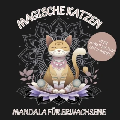 Abbildung von Magische Katzen und Mandalas Malbuch für Erwachsene: Über 50 zauberhafte Katzenmotive mit entspannenden Designs Stressabbau Kreativität