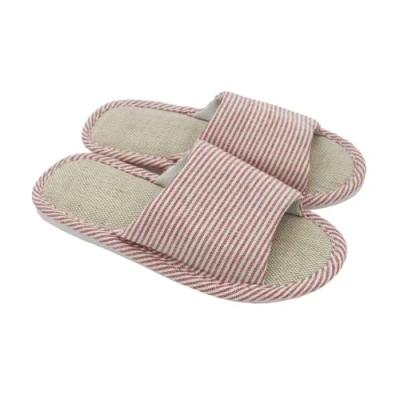 Abbildung von AioTio Frauen und Männer Cotton Flachs Casual weiches Licht offene Zehe Hausschuhe Bequeme atmungsaktive Anti Rutsch für Indoor Outdoor(40/41 EU,Rot)
