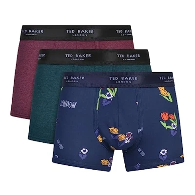 Abbildung von Ted Baker Herren 3er Pack Baumwollunterhosen Badehose, Botanical Garden/Port Royal/Keppel Navy, XL