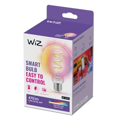 Abbildung von WiZ Tunable White und Color LED Lampe, Globe, E27, 60W, dimmbar, warm bis kaltweiß, 16 Mio, Farben, smarte Steuerung per App/Stimme über WLAN