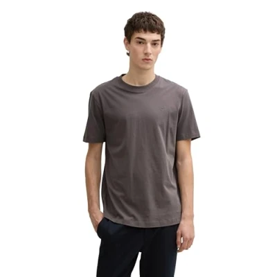 Abbildung von TOM Tailor Denim Rounded HEM Tshirt basic, Herren, Größe: Medium, Pavement grey