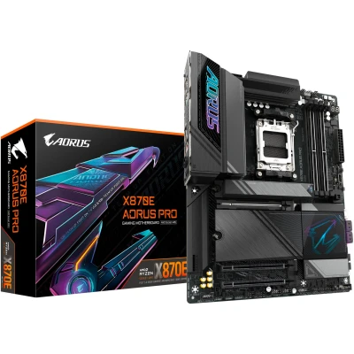 Abbildung von GIGABYTE X870E AORUS PRO Mainboard Unterstützt AMD Ryzen 9000 CPUs, 16+2+2 Phasen Digital VRM, bis zu 8000MHz DDR5 (OC), 3xPCIe 5.0, Wi Fi 7, 2.5GbE LAN, USB 4