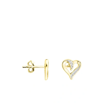 Abbildung von SOFIA MILANI Damen Ohrringe 925 Silber teils vergoldet/golden &amp; mit Zirkonia Steinen Bicolor Herzen Ohrstecker E1699