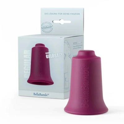 Abbildung von BellaBambi® original Schröpfglas Saugglocken Cups aus hautverträglichem Silikon Ideal für Beauty, Peeling, Sport &amp; Massage bei Verspannung uvm. Made in Germany Intensität Regular Brombeer
