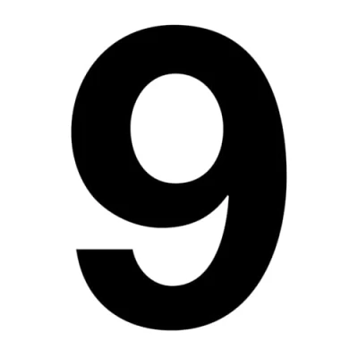 Abbildung von Zahlen Aufkleber Nr. 9 in schwarz I Höhe 10 cm selbstklebende Haus Nummer, Ziffer zum Aufkleben für Außen, Briefkasten, Tür wetterfest kfz_673_9