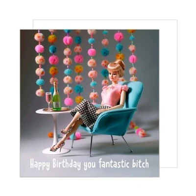 Abbildung von Edition Seidel Premium quadratische Geburtstagskarte mit Umschlag. Glückwunschkarte Spruch Happy Birthday Billet Karte für Frau beste Freundin Puppe (GQ276 SW024)