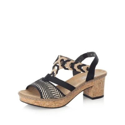 Abbildung von Rieker Damen Pantoletten 638C7, Frauen Slipper,Schlupfschuhe,schluepfschuhe,Slides,Slip ons,Backless Slipper,Mules,schwarz Kombi (00),36 EU / 3.5 UK