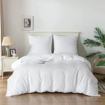 Abbildung von Good Nite Bettwäsche 240x220 3 teilig Weiß Sets Mikrofaser Bettbezug cm + 2 Kissenbezug 80x80cm Atmungsaktiv Weich