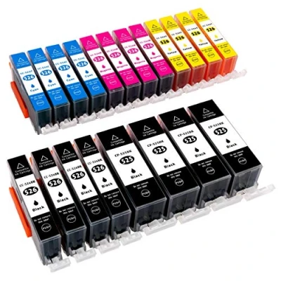 Abbildung von ESMOnline 20 komp. Druckerpatronen als Ersatz zu Canon PGI 525 CLI 526 für Pixma iP4850 iP4950 iX6550 MX715 MX885 MX895 MG5100 MG5150 MG5200 MG5250 MG5300 MG5350 MG6150 MG6250 MG8150 MG8250 20er