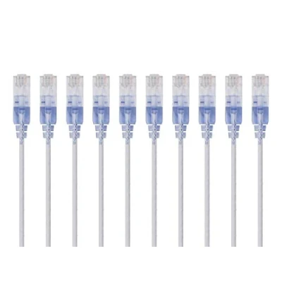 Abbildung von Monoprice Cat6A Ethernet Patchkabel Snagless RJ45, 550 MHz, 10 G, UTP, reiner blanker Kupferdraht, 30 AWG, Stück, 1,5 m, Weiß SlimRun Serie