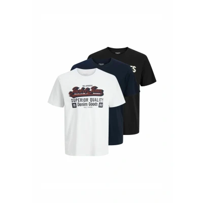 Abbildung von Jack &amp; Jones Jjelogo TEE Oneck 3PACK Tshirt print, Herren, Größe: 5XL, Cloud dancer sky captain black