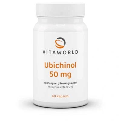 Abbildung von vitaworld Ubichinol 50 mg Kapseln, Aktive und damit leichter absorbierbare Form des Q10, 60 Kapseln
