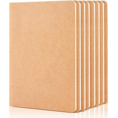 Abbildung von feela Kraft Notizbuch A5 blanko, 8 Notizbücher Set, Notizheft mit Kraftbedeckung, 60 Seiten, 21x14cm, Notizblock Kraftpapier geeignet für Büro und Schule, zum Zeichen, Doodling, Schreiben, Din