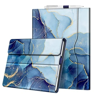 Abbildung von Fintie Hülle für Microsoft Surface Go 4 / 3 2 10 Zoll Tablet Multi Sichtwinkel Kunstleder Schutzhülle mit Dokumentschlitze, Type Cover Kompatibel, Ozean Marmor