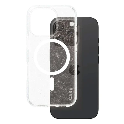 Abbildung von Apple iPhone 16 Pro Hülle MagSafe Recycelter Kunststoff PanzerGlass Backcover/Hard Case Handyhülle Weiß Shockproof/Stoßfest