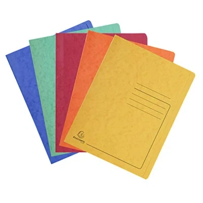 Abbildung von Exacompta 39990E 25er Pack Premium Schnellhefter. Aus extra starkem Colorspan Karton für DIN A4 mit Beschriftungslinien bedruckt kaufmännische Heftung farbig sortiert Hefter ideal Büro und Schule