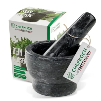 Abbildung von Chefkoch Mörser mit Stößel aus Granit Zum Zerleinern, Mahlen &amp; Zerstoßen Perfekt für frische Kräuter Gewürze Maße Mörser: ca. 9,5 x 7 cm, Stössel: 3,5 10,5 cm