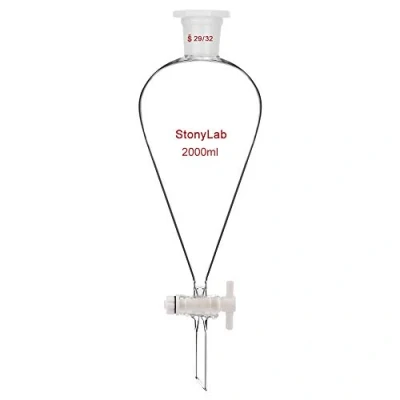Abbildung von stonylab Scheidetrichter Glas, Borosilikatglas 2000 ml Heavy Wall Conical Separatory Funnel Trichter mit Glas Absperrhahn 29/32 Gelenk und PTFE Absperrhahn,