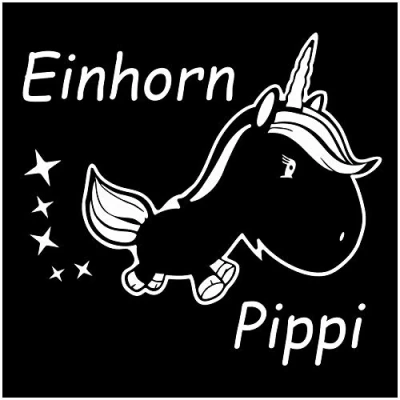 Abbildung von Einhorn Pippi Unicorn Dekor Set Finest Folia Hologramm 11cm x 10,5cm Tankdeckel Premium T shirt Tasse (K073 Weiß Glanz)