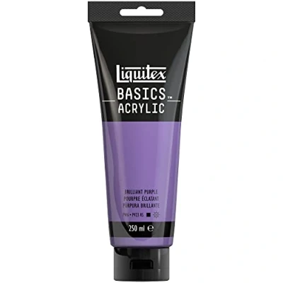 Abbildung von Liquitex 88700246 Basics Acrylfarbe, monopigmentierte Künstlerpigmente, lichtecht, mittlere Viskosität, Archivqualität, seidenglänzender Finish, 250ml Tube Brillantlila