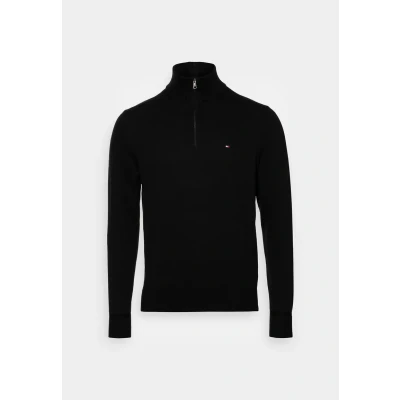 Abbildung von Tommy Hilfiger PIMA ZIP MOCK Strickpullover, Herren, Größe: Small, Schwarz