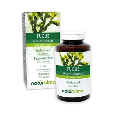 Abbildung von Blasentang (Fucus vesiculosus) Thallus (Alge) Naturalma 150 g 300 Tabletten Nahrungsergänzungsmittel Natürlich und Vegan