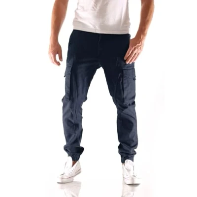 Abbildung von Herren Jack &amp; Jones Hose Cargo Jogger Pants Paul Flake AKM 542 Twill Gummibund, Farben:Navy, Größe Hosen:36W / 32L