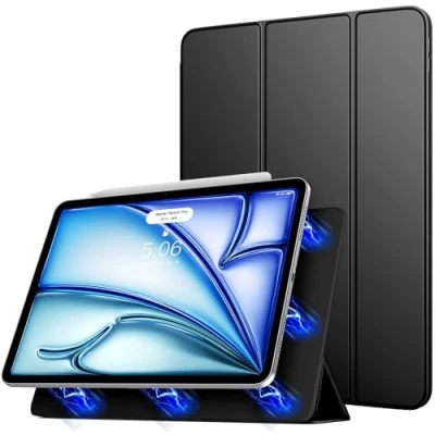 Abbildung von TiMOVO Hülle für iPad Air 11 Zoll (M2) 2024, 6./5./4. Generation (2024/2022/2020), Stark Magnetisch Trifold Ständer Hülle, Unterstützt Apple Pencil Pro/2nd/USB C Schwarz