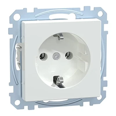 Abbildung von Schneider Electric Merten MEG2301 0325 Schuko Steckdose, Steckklemmen, Schutzkontaksteckdose, System M,Aktivweiß glänzend, Made in Germany