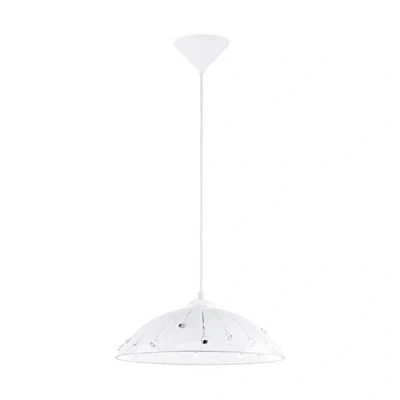 Abbildung von Eglo 96073 Hängeleuchte Vetro in weiß Glas satiniert, Kristall weiß, klar 1X40W H:110 Ø 35cm