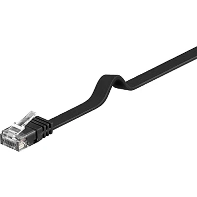 Abbildung von PremiumCord Flaches Netzwerkkabel, Ethernet, LAN &amp; Patch Kabel Cat6, UTP, Schnell flexibel Robust RJ45 1Gbit/S, AWG30/7, Kupferkabel 100% Cu, Schwarz, 1,5m