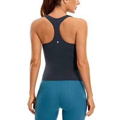 Abbildung von CRZ Yoga Damen Butterluxe Tank Tops Racerback Sport Top Fitness Oberteil Tanktops mit Integriertem BH Echte Marine 44