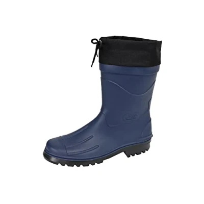 Abbildung von MADSea Herren Jungen Gummistiefel Nils Hannes Halbhoher wasserdichter, ungefütterter Regenstiefel mit verschnürbarer Nylonstulpe, dunkelblau/schwarz, 43