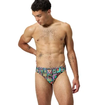 Abbildung von Speedo Print Beachstar Brief 2&quot; Badehose für Herren, Neon Violet, 38