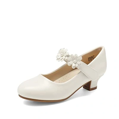 Abbildung von DREAM PAIRS Mädchen Mary Jane Strap Flache Schuhe Ballerinas Prinzessin Schulschuhe,Size 32,Elfenbein,SDFL2317K