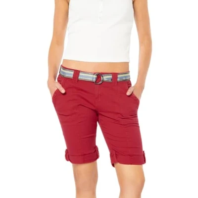Abbildung von FRESH MADE Damen Bermuda Shorts mit glänzendem Gürtel red XXL