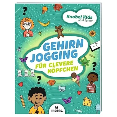 Abbildung von moses. Knobel Kids Gehirnjogging für clevere Köpfchen, Denksport Kinder, Raten, Spielen, Zeichnen, Suchen, Kinder Beschäftigungsbuch ab 8 ... Logik , Mathe und Konzentrationsaufgaben